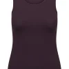 RJ Bodywear Pure Color dames top (1-pack), hemdje met brede banden, aubergine