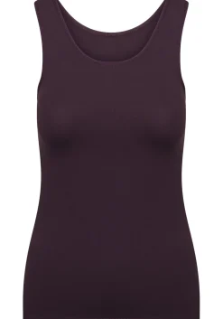 RJ Bodywear Pure Color dames top (1-pack), hemdje met brede banden, aubergine