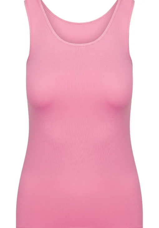 RJ Bodywear Pure Color dames top (1-pack), hemdje met brede banden, felroze