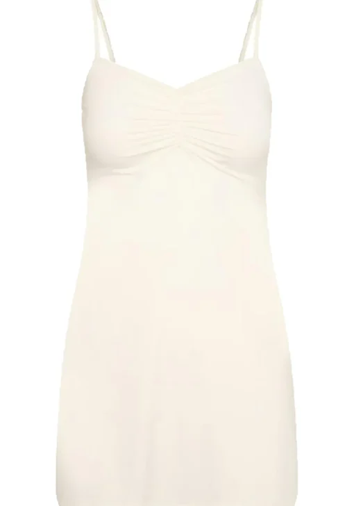 RJ Bodywear Pure Color dames jurk (1-pack), onderjurk met verstelbare bandjes, ivoor