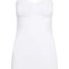 RJ Bodywear Pure Color dames jurk (1-pack), onderjurk met verstelbare bandjes, wit