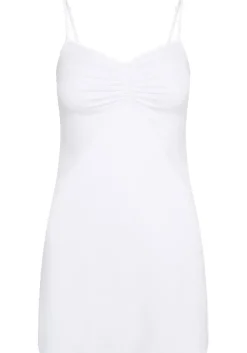 RJ Bodywear Pure Color dames jurk (1-pack), onderjurk met verstelbare bandjes, wit