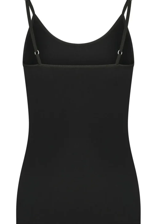 RJ Bodywear Pure Color dames spaghetti top (1-pack), hemdje met smalle verstelbare bandjes, zwart