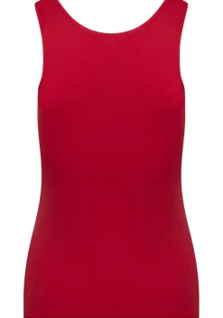 RJ Bodywear Pure Color dames top (1-pack), hemdje met brede banden, donkerrood