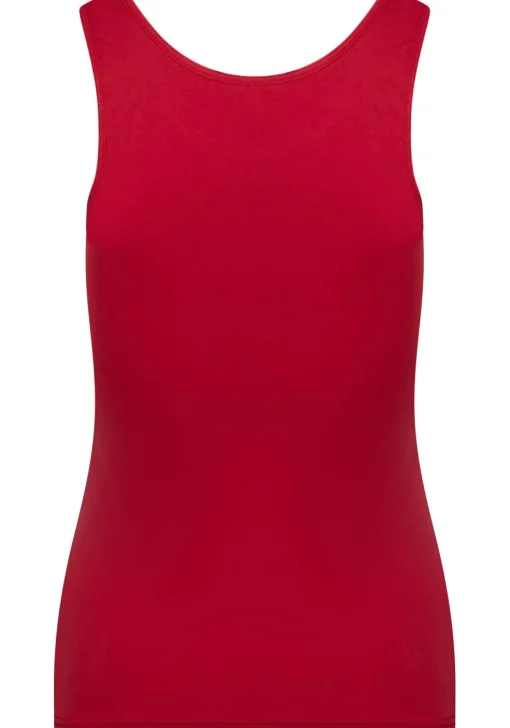 RJ Bodywear Pure Color dames top (1-pack), hemdje met brede banden, donkerrood