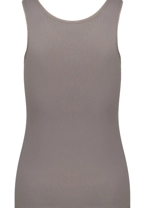 RJ Bodywear Pure Color dames top (1-pack), hemdje met brede banden, taupe