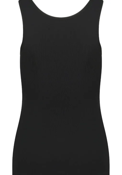 RJ Bodywear Pure Color dames top (1-pack), hemdje met brede banden, zwart