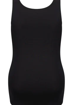 RJ Bodywear Pure Color dames top (1-pack), hemdje met brede banden, zwart