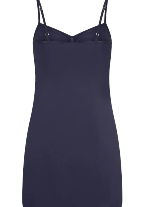 RJ Bodywear Pure Color dames jurk (1-pack), onderjurk met verstelbare bandjes, donkerblauw