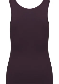 RJ Bodywear Pure Color dames top (1-pack), hemdje met brede banden, aubergine
