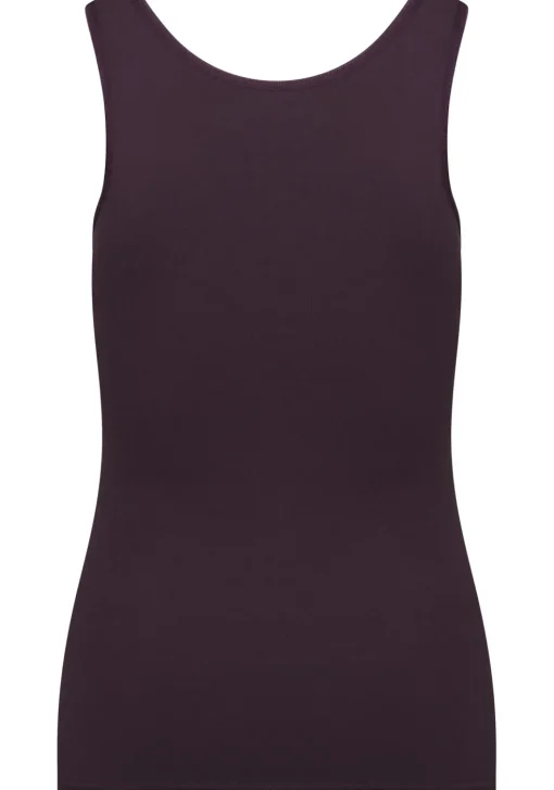 RJ Bodywear Pure Color dames top (1-pack), hemdje met brede banden, aubergine