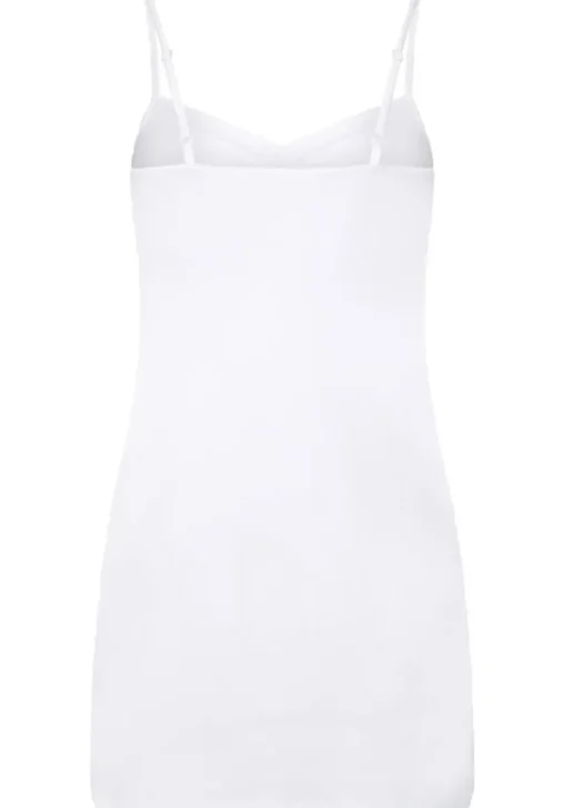 RJ Bodywear Pure Color dames jurk (1-pack), onderjurk met verstelbare bandjes, wit