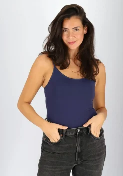 RJ Bodywear Pure Color dames spaghetti top (1-pack), hemdje met smalle verstelbare bandjes, donkerblauw