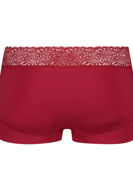 RJ Bodywear Pure Color Kant dames short, donkerrood