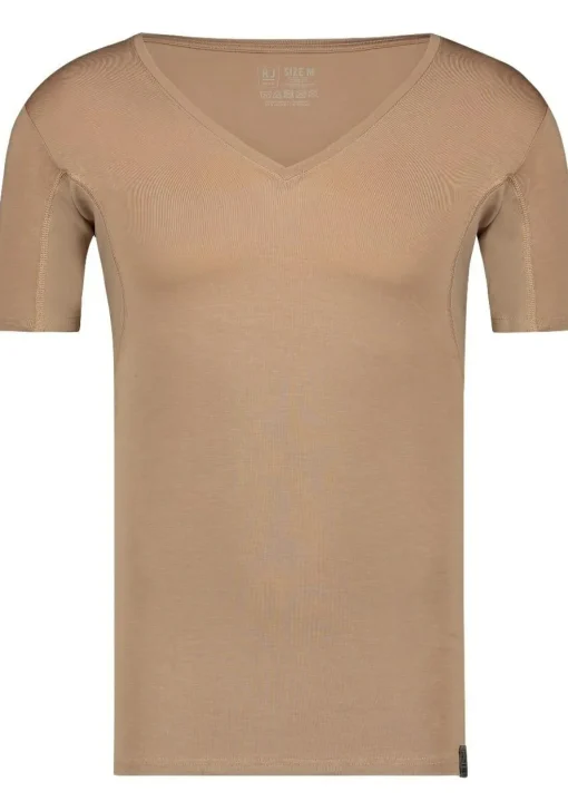 RJ Bodywear Sweatproof T-shirt (1-pack), heren T-shirt met anti zweet oksels, diepe V-hals, huidskleur