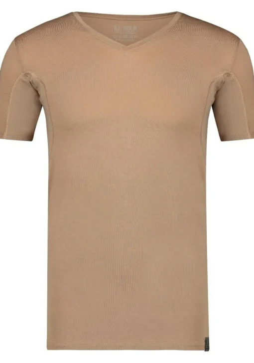 RJ Bodywear Sweatproof T-shirt (1-pack), heren T-shirt met anti zweet oksels, V-hals, huidskleur