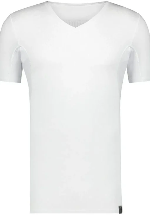 RJ Bodywear Sweatproof T-shirt (1-pack), heren T-shirt met anti zweet oksels en rug, V-hals, wit