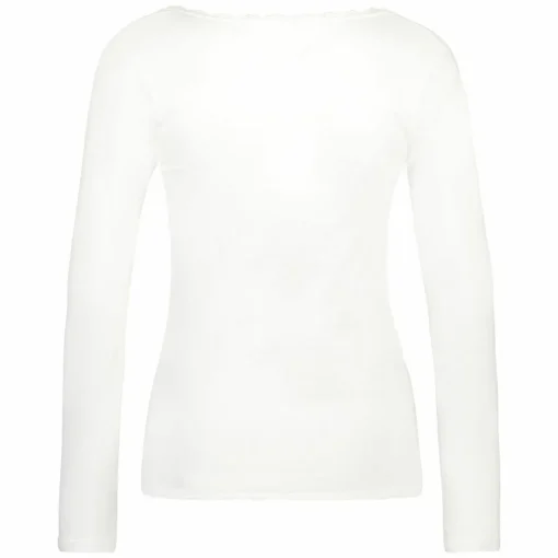RJ Bodywear Thermo dames shirt lange mouw met kant (1-pack), wolwit