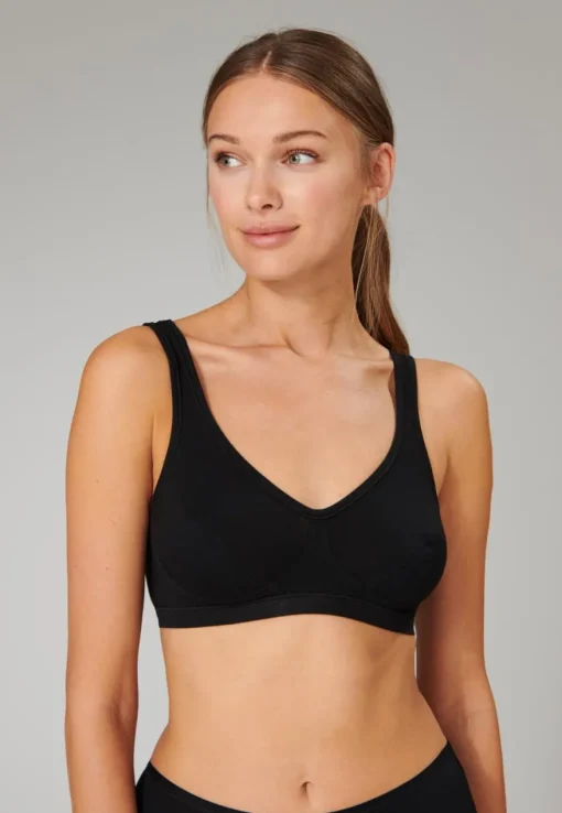 SCHIESSER 95/5 bralette (2-pack), dames bustier met cups biologisch katoen zwart