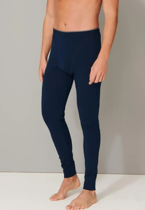SCHIESSER 95/5 lange onderbroek (1-pack), heren onderbroek biologisch katoen elastisch donkerblauw