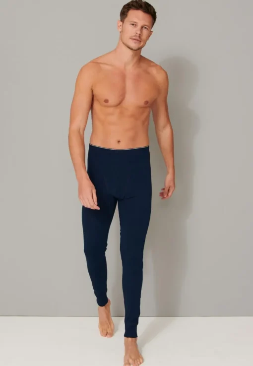 SCHIESSER 95/5 lange onderbroek (1-pack), heren onderbroek biologisch katoen elastisch donkerblauw