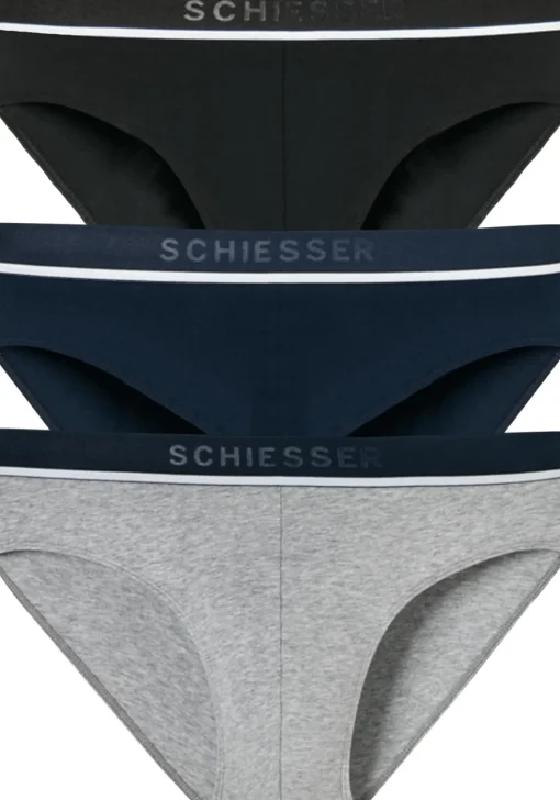 SCHIESSER 95/5 rioslips (3-pack), zwart, blauw en grijs