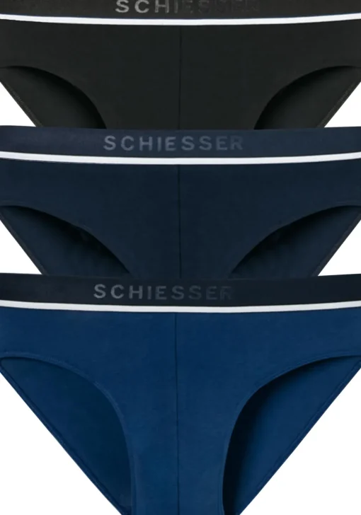 SCHIESSER 95/5 rioslips (3-pack), zwart, blauw en donkerblauw