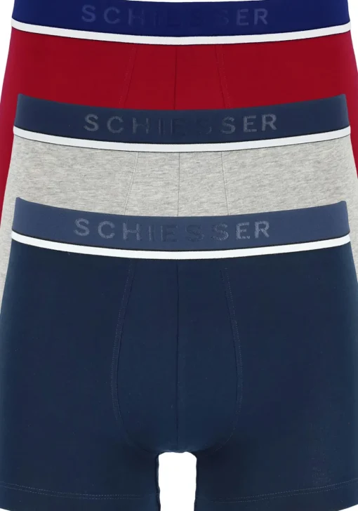 SCHIESSER 95/5 shorts (3-pack), grijs, blauw en rood