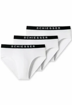 SCHIESSER 95/5 slip (3-pack), heren rioslip biologisch katoen geweven elastische tailleband wit