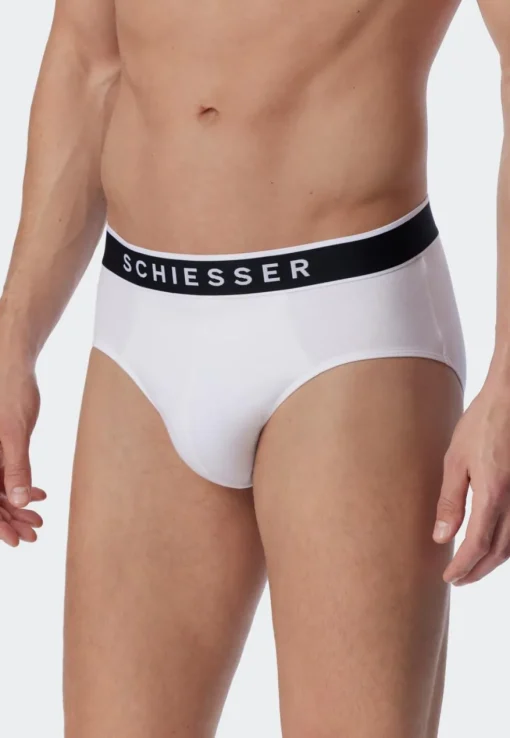 SCHIESSER 95/5 slip (3-pack), heren rioslip biologisch katoen geweven elastische tailleband wit