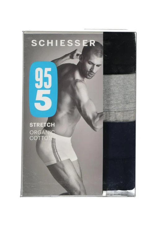 SCHIESSER 95/5 Stretch shorts (3-pack), zwart, blauw en grijs