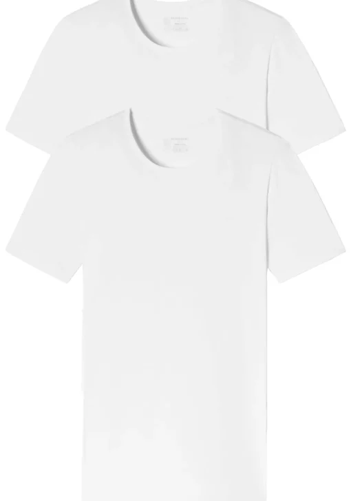 SCHIESSER 95/5 T-shirts (2-pack), O-hals, wit