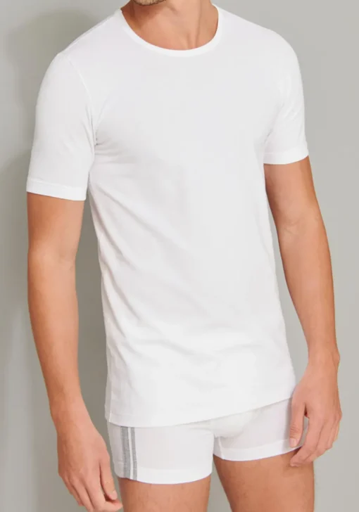 SCHIESSER 95/5 T-shirts (2-pack), O-hals, wit