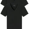 SCHIESSER 95/5 T-shirts (2-pack), V-hals, zwart