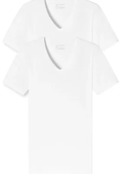 SCHIESSER 95/5 T-shirts (2-pack), V-hals, wit