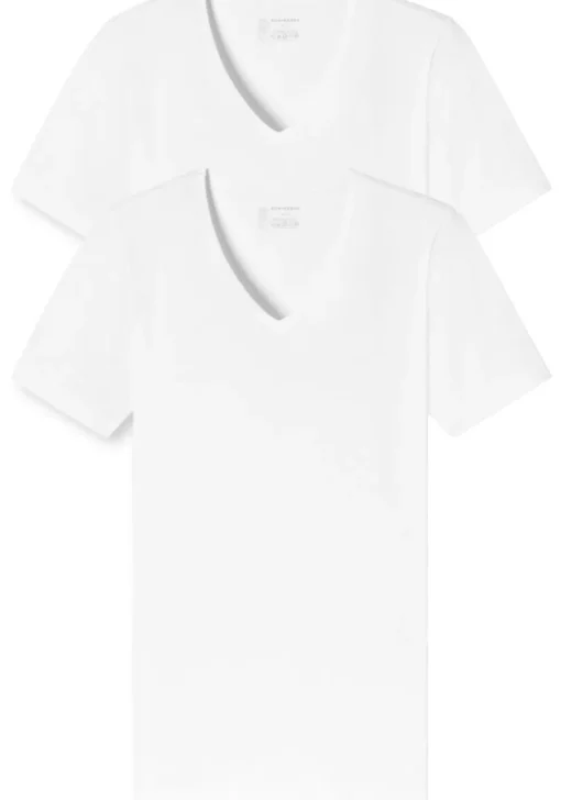 SCHIESSER 95/5 T-shirts (2-pack), V-hals, wit