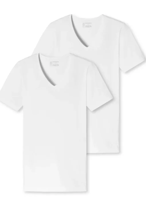 SCHIESSER 95/5 T-shirts (2-pack), V-hals, wit