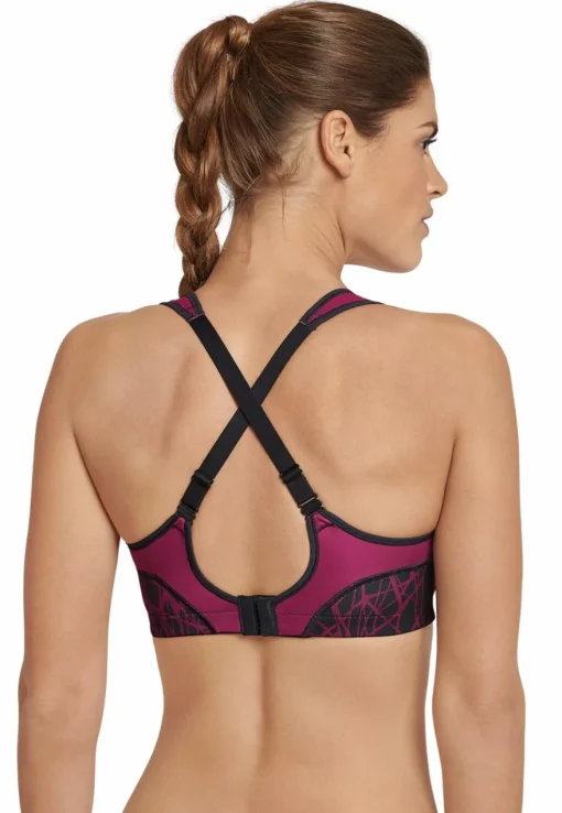 SCHIESSER Active bh (1-pack), dames sportbeha voorgevormde cups zonder beugel high support berry gedessineerd
