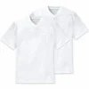 SCHIESSER American T-shirt (2-pack), heren shirt korte mouw jersey v-hals wit