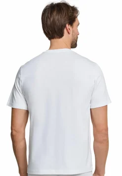 SCHIESSER American T-shirt (2-pack), heren shirt korte mouw jersey v-hals wit