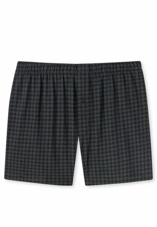 SCHIESSER Cotton Casuals boxer (1-pack), heren boxershorts jersey zwart geruit