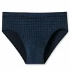 SCHIESSER Cotton Casuals slip (1-pack), heren minislip donkerblauw geruit