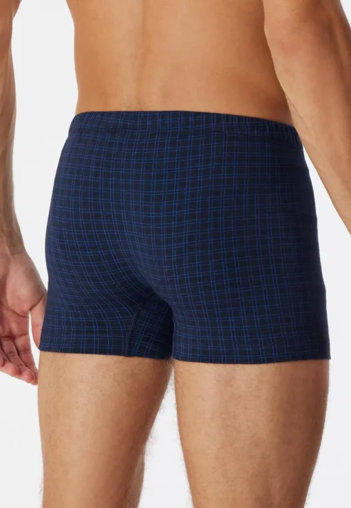 SCHIESSER Cotton Casuals boxer (1-pack), heren shorts donkerblauw geruit