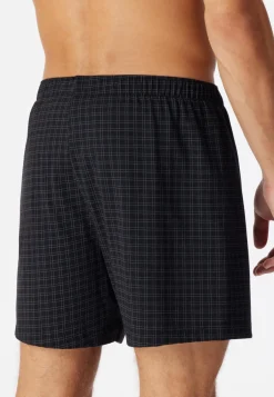 SCHIESSER Cotton Casuals boxer (1-pack), heren boxershorts jersey zwart geruit