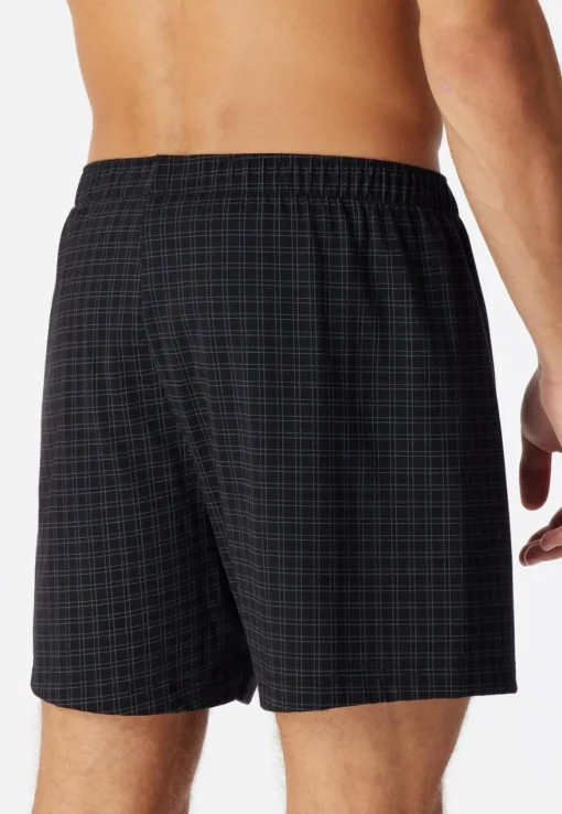 SCHIESSER Cotton Casuals boxer (1-pack), heren boxershorts jersey zwart geruit
