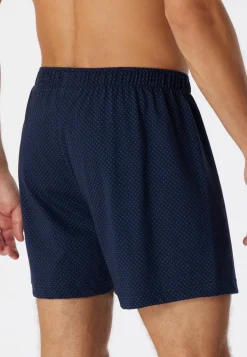 SCHIESSER Cotton Casuals boxer (1-pack), heren boxershort jersey donkerblauw met patroon