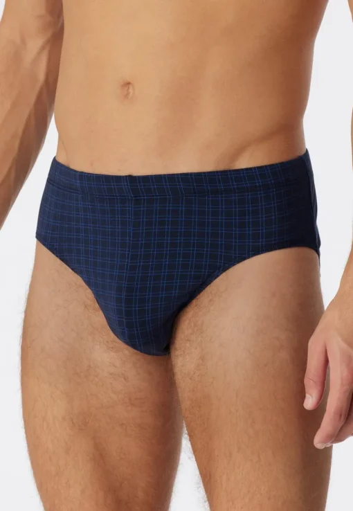SCHIESSER Cotton Casuals slip (1-pack), heren minislip donkerblauw geruit