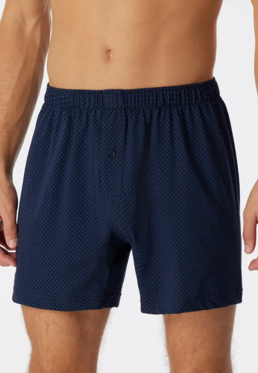 SCHIESSER Cotton Casuals boxer (1-pack), heren boxershort jersey donkerblauw met patroon