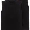 SCHIESSER Cotton Essentials singlet (2-pack), heren shirt mouwloos, muscle shirt zwart