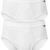 SCHIESSER Cotton Essentials Feinripp sportslips (2-pack), met gulp, wit